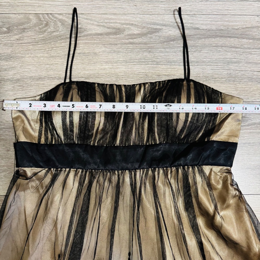 Vintage Y2K‎ SL Fashions Black Beige Mesh Overlay Whimsigoth Babydoll Dress 14 - Picture 10 of 13
